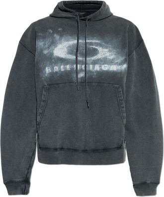 Balenciaga Hoodies, male, Gray, Size: L Washed Crayon Loop Oversized Hoodie