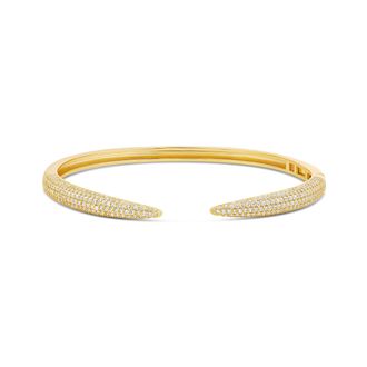 SHYMI Pav&eacute; Claw Cuff Bangle - 18K Gold-Filled, Rhodium Plated, Cubic Zirconia, Day to Night, Open Bangle