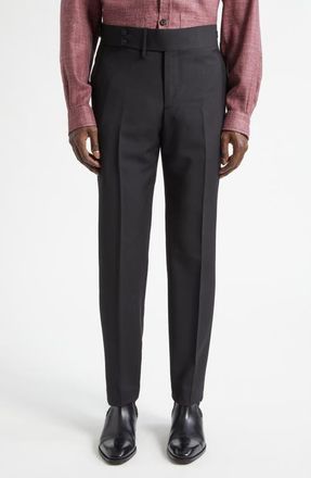 Isaia Unito Wool & Mohair Slim Leg Pants in Nero 990 at Nordstrom, Size 34 Us