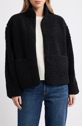Caslon Faux Shearling Jacket in Black at Nordstrom Rack, Size Medium