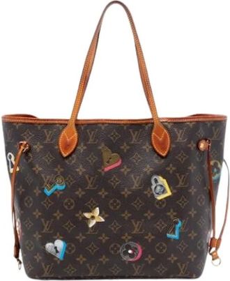 Louis Vuitton Pre-owned Tote Bags, female, Brown, Size: ONE SIZE Pre-owned Love Lock Neverfull MM