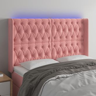 vidaXL Vidaxl Testiera A Led Rosa 147x16x118/128 Cm In Velluto