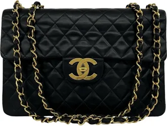 Chanel Black Leather Shoulder Bag Tote Bag (Pre-Owned)