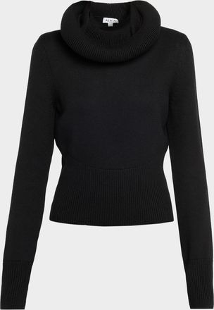 Alaia Sculptural Hooded Rib-Knit Sweater