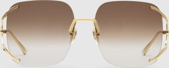 Gucci Square Metal Sunglasses, Brown