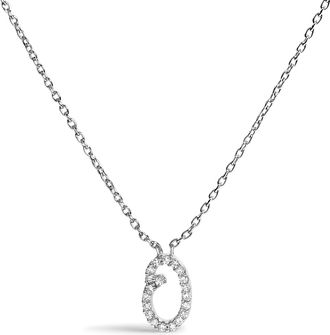 House of Brilliance 10K Gold Diamond Accent A-Z Initial Script Style Pendant Necklace
