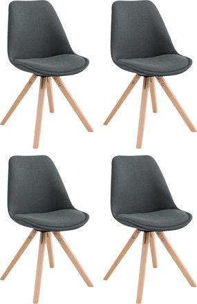 Clp Clp - Set Di 4 Sedie Per Visitatori Toulouse Fabric Square Grigio Scuro Natura