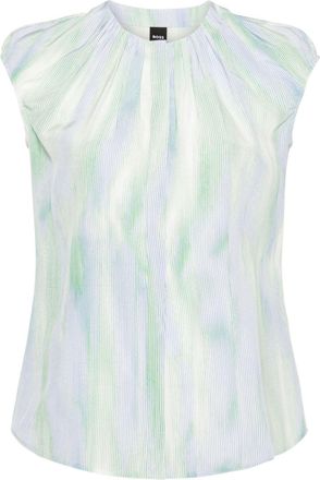 BOSS abstract-stripes sleeveless shirt - women - Silk - 40 - Blue