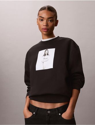 Calvin Klein Womens Kate Moss Obsession Graphic Hoodie - Black - M