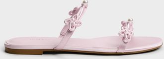 Charles & Keith Orinda Knot-Pearl Slide Sandals