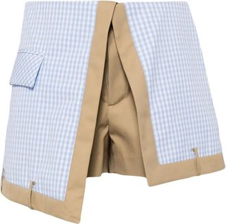 BESFXXK Shorts asimmetrici a quadri - Blu