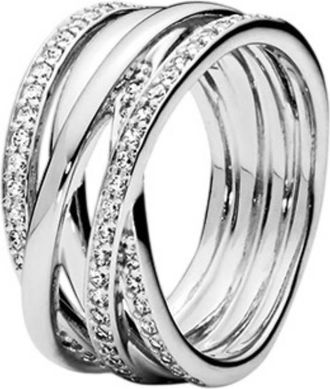 Pandora Sterling Silver Entwined Ring, Size 52