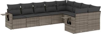 vidaXL Set De Muebles De Jard&iacute;n 9 Pzas Y Cojines Rat&aacute;n Sint&eacute;tico Gris Vidaxl