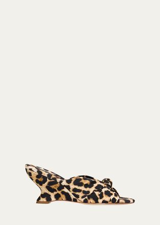 Loeffler Randall 75mm Marsy Leopard Wedge Sandals