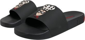 Dolce & Gabbana Mens Black Leather Slides Sandals Beachwear Shoes