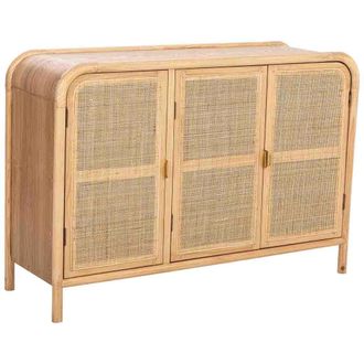 Wanderlust Deco Aparador De Madera Y Rat&aacute;n Marr&oacute;n 120x41.5x82h Cm