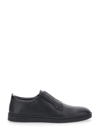 Ferragamo alfie Black Sneakers With Gancini Detail On The Side And Embossed Logo Lettering On The Side In Leather Man