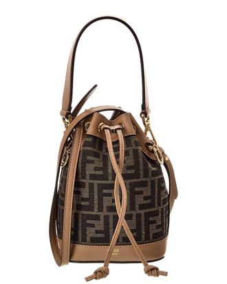 Fendi Fendi Mon Tresor Mini Ff Jacquard & Leather Bucket Bag