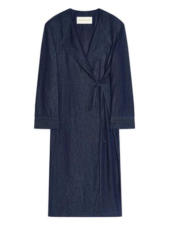 Dries Van Noten Denim jas met gewikkelde strik - Blauw