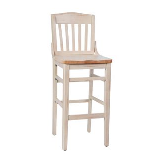 Flash Furniture HERCULES School House Back Antique White Wood Restaurant Barstool