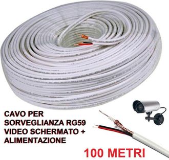 Trade Shop Trade Shop - Cable De Extensi&oacute;n C&aacute;mara De Video Blindada 100 Mt Video Vigilancia
