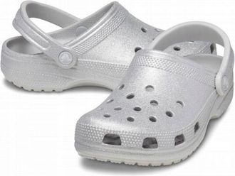 OEM Zueco Crocs Classic Glitter 205942 M5 I Eu 3738 I W7 Plata Brillo