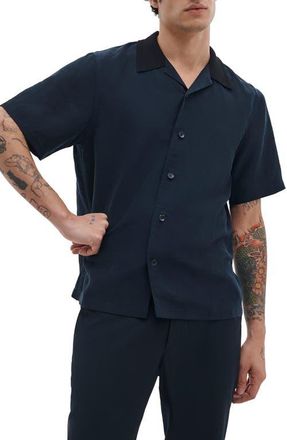 Rag & Bone Avery Slub Camp Shirt in Navy at Nordstrom, Size Xx-Large