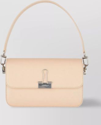 Off-white leather shoulder bag with adjustable strap