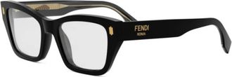 Fendi Glasses, unisex, Black, Size: 52 MM Roma Rectangular Optical Frame