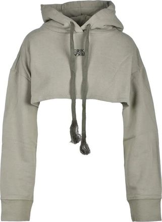 Erika Cavallini Semi Couture Sage Green Hooded Cotton Sweatshirt