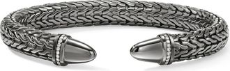 John Hardy Spear 50 Flex Cuff Bracelet, Sterling Silver, Diamonds, 8.9mm in Dark Silver/Diamond.25Ct at Nordstrom, Size Medium