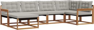 vidaXL Conjunto De Sof&aacute;s De Exterior 6 Uds. Gris Natural Y Claro Vidaxl