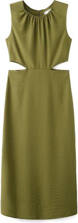 Mango Crinkled Cutout Midi Dress in Pastel Green at Nordstrom, Size 4