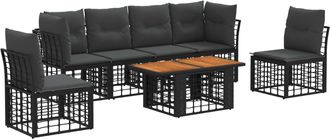 vidaXL Conjunto De Sof&aacute;s De Jard&iacute;n 7 Uds. Negro Y Gris Oscuro Vidaxl