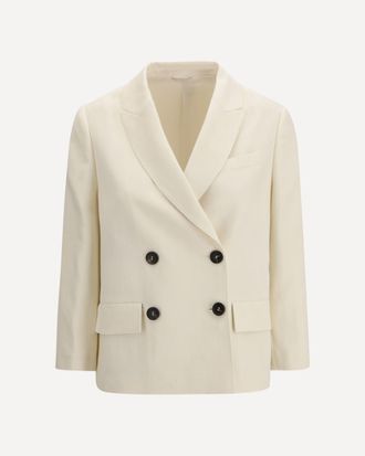 Brunello Cucinelli Fluid twill Jacket in viscose and linen with monile Female 42