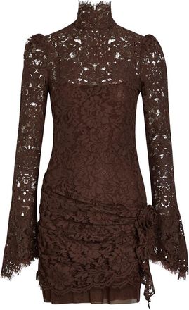 De La Vali DE LA Vali Bodita Rose-appliqu&eacute;d Guipure Lace Mini Dress - Brown - 16 (UK16 / XL)