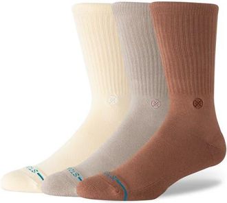 Stance Icon Assorted 3-Pack Crew Socks in Brown at Nordstrom, Size Large