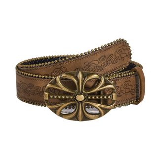 Generic Aesthetic Wide Belt For Women Embossing Pattern Carved Button Vintage Belt Ethnic Waistband For Jeans Pants (02,112 cm)