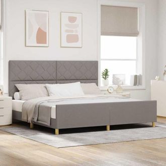 vidaXL Estructura De Cama Con Cabecera Taup&eacute; 200 X 200 Cm Tela Vidaxl