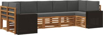 vidaXL Conjunto De Sof&aacute;s De Exterior 7 Uds. Natural Y Antracita Vidaxl