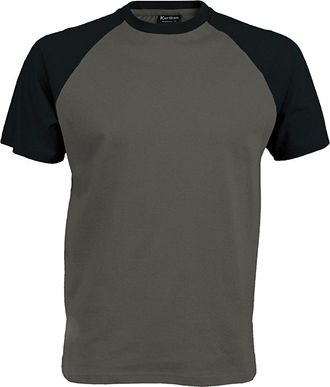 Kariban Short sleeve baseball tee Slate Grey/Black L