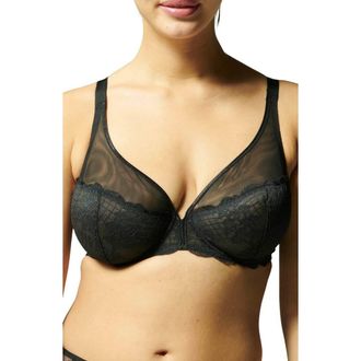 Simone P&eacute;r&egrave;le Reve Sheer Underwire 3D Plunge Bra in Black at Nordstrom, Size 32F