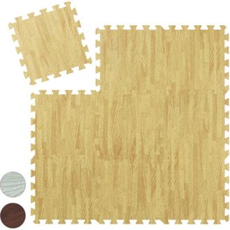 Relaxdays Relaxdays - Suelo Goma Estilo Madera, Esterilla Fitness, Puzle 45 Piezas Sin Bpa, M&aacute;quinas Gimnasio, Colchoneta 4,25 M&sup2;, Natural