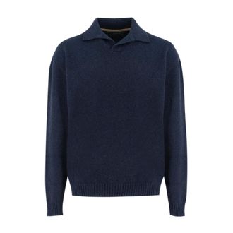 Sease Sease - Polo-stijl Jumper - Heren - Truien - Blauw - Maat: L Kasjmier