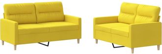 vidaXL Juego De Sof&aacute;s Con Cojines 2 Piezas Tela Amarillo Claro Vidaxl
