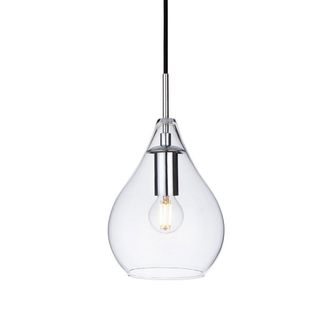 Netlighting Omar 1 Light Ceiling Pendant Chrome Clear Glass E27 in Grey