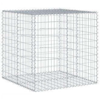 Berkfield Home Gabion Basket with Cover 100x100x100 cm Galvanised Iron in Silver | Size: 100 x 100 x 100 cm