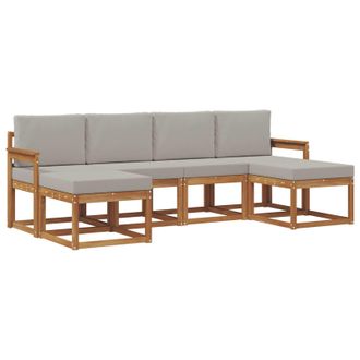 vidaXL Conjunto De Sof&aacute;s De Exterior 6 Pcs Gris Natural Y Claro Vidaxl