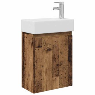 vidaXL M&oacute;dulo De Ba&ntilde;o Con Grifer&iacute;a Madera Envejecida Vidaxl