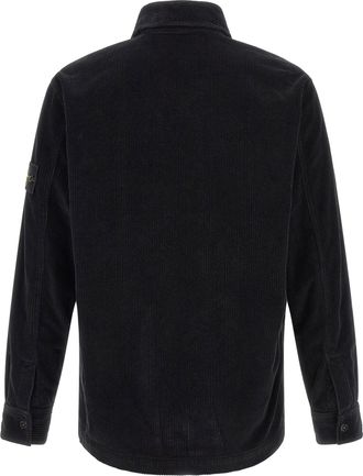 Stone Island Garment-Dyed Cotton Corduroy Overshirt - Black